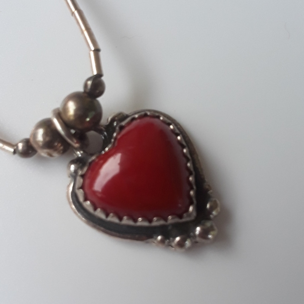 Sterling and Red Coral Necklace